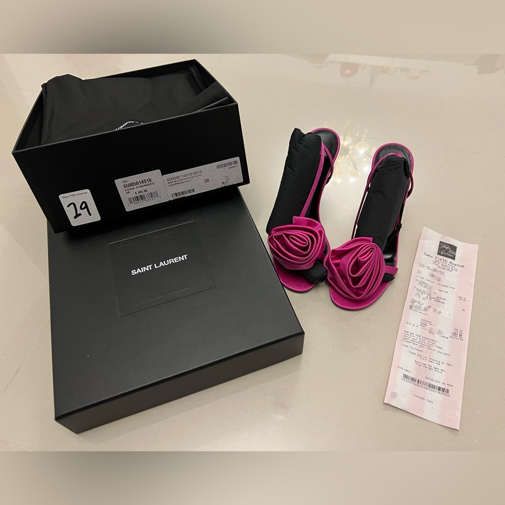 Saint Laurent Ivy Flower 100 Satin Sandal brand new